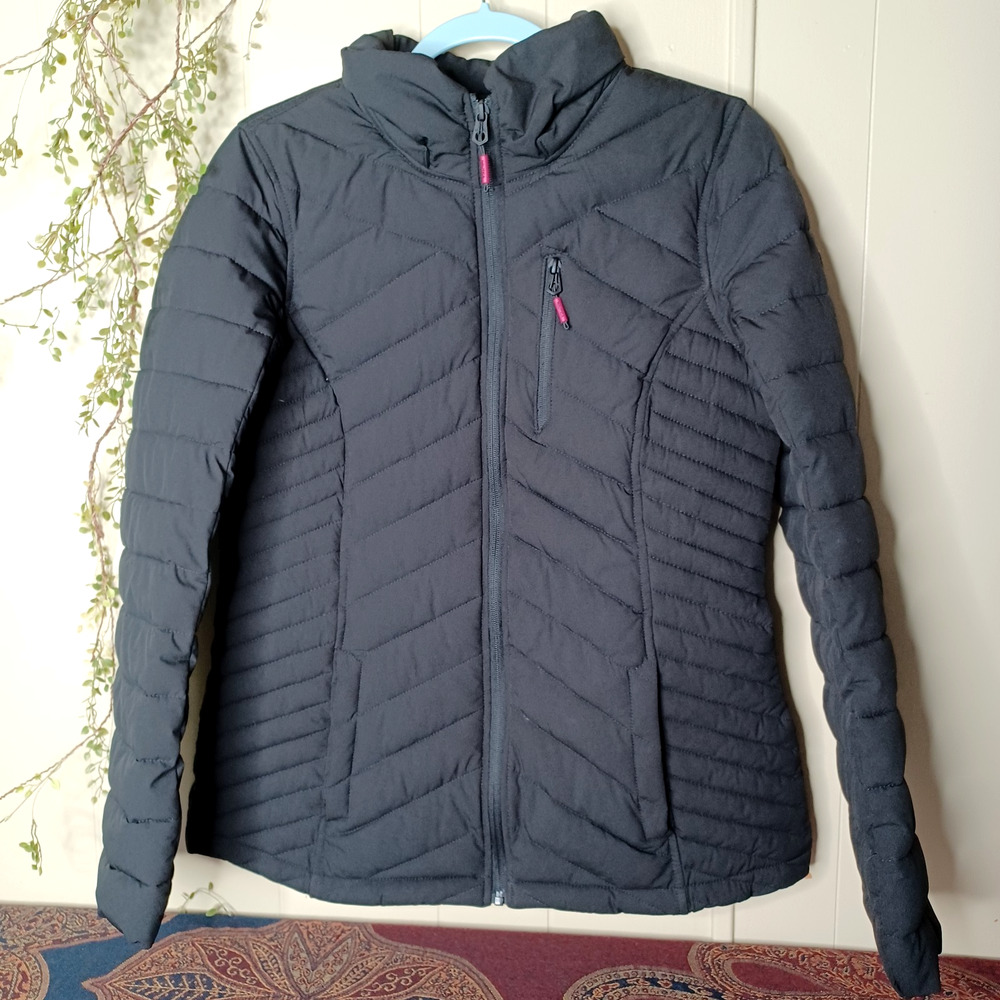 Nautica Jacket Womens Size Medium Black Puffer Full Zip Coat Ladies